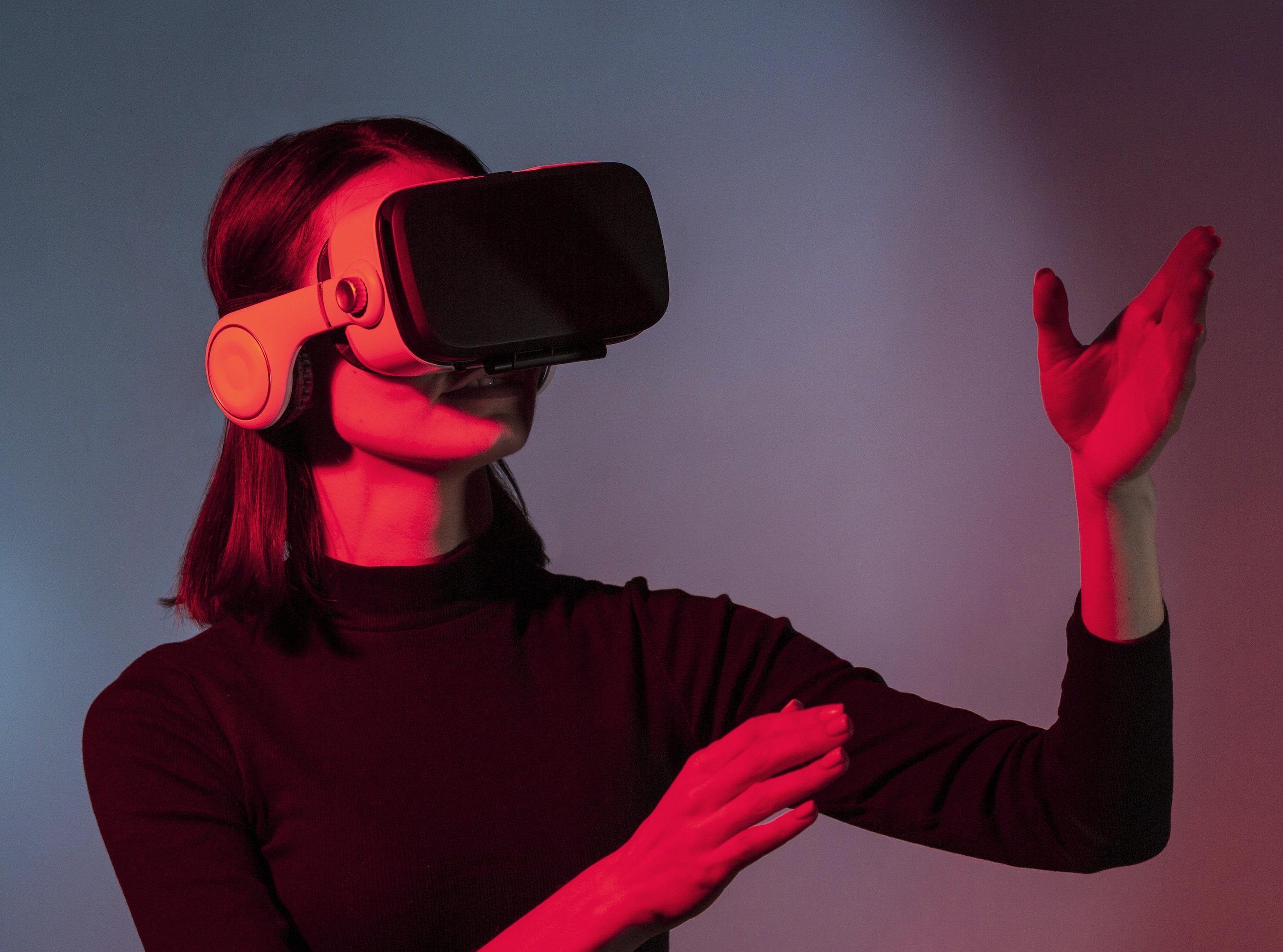 portrait woman with virtual reality headset