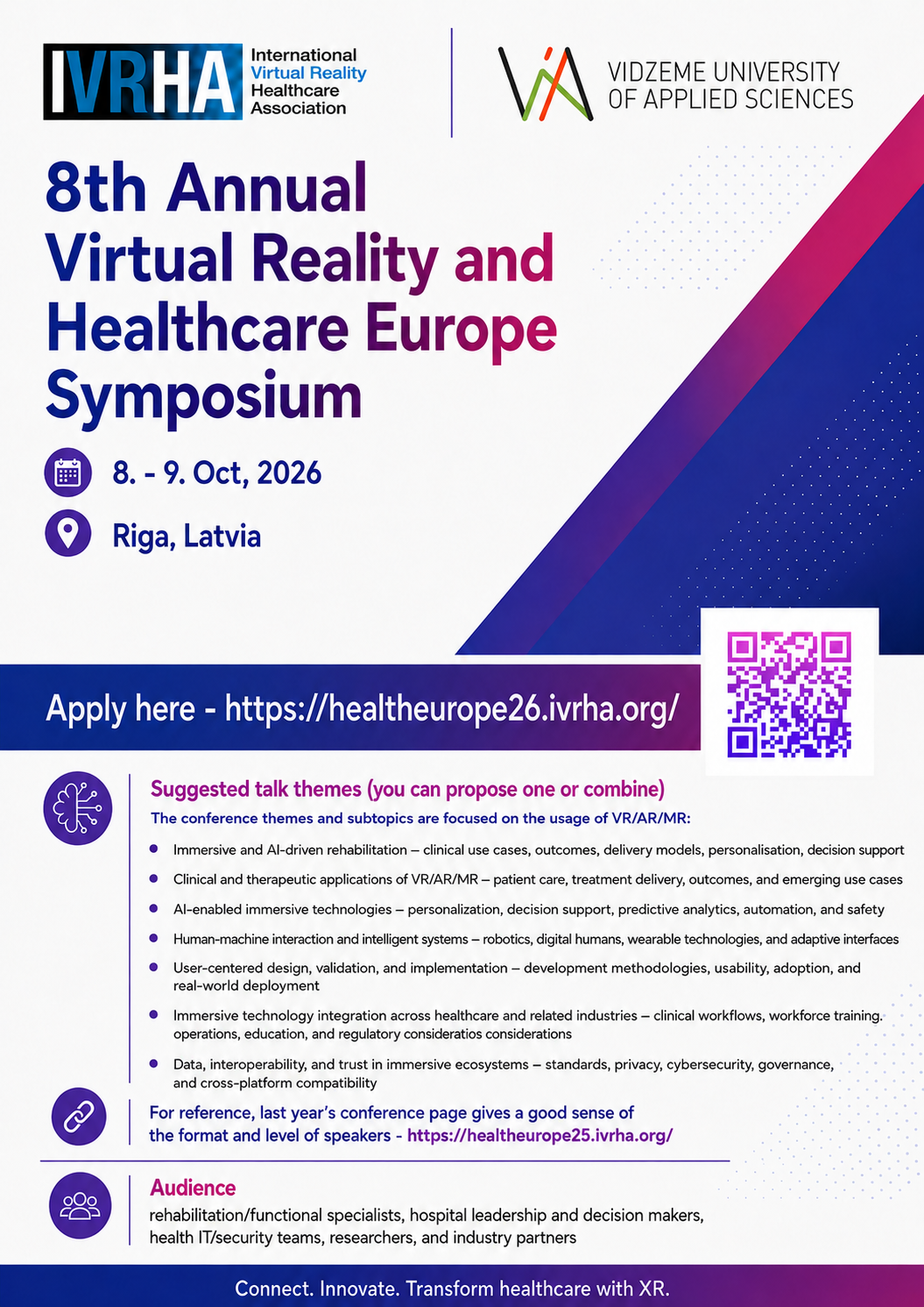 8th Annual Virtual Reality and Healthcare Europe Symposium